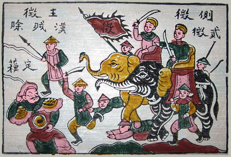 Hai Ba Trung in Dong Ho painting
