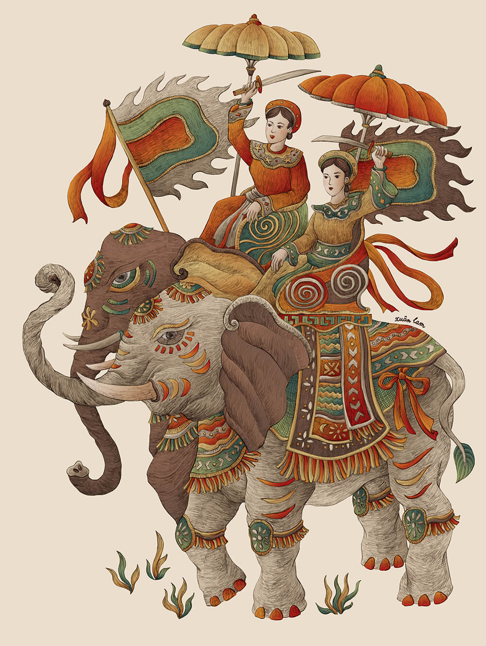 Hai Ba Trung in Xuan Lam's painting